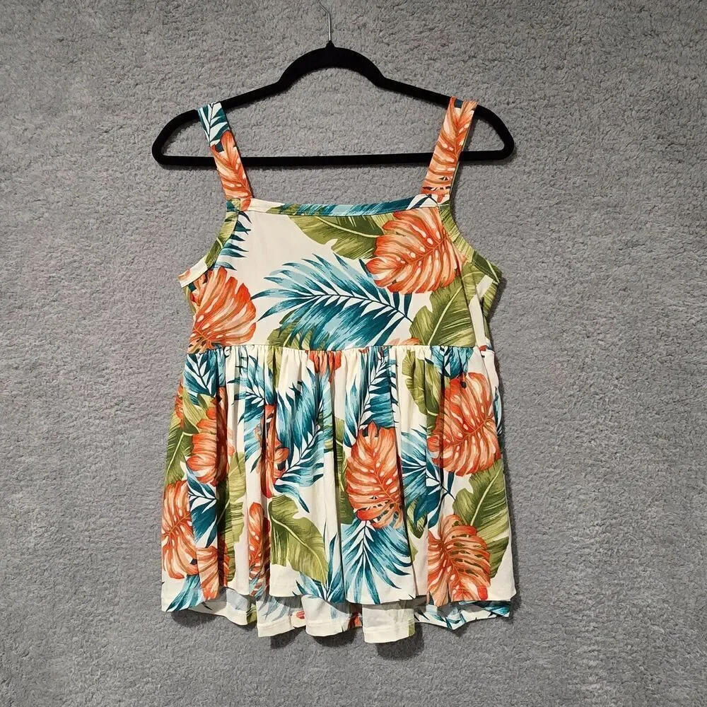 Hawaiian‎ Tank Top Womens S/M Babydoll Summer Boho Dainty Beach Vacation Tunic - Picture 5 of 6